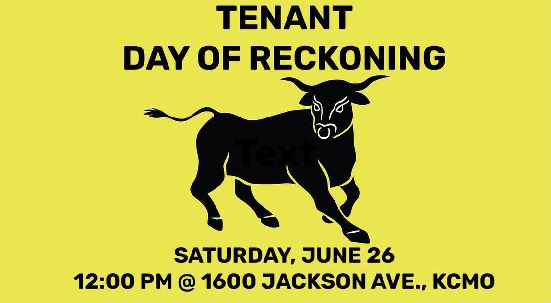 IT’S TIME FOR A TENANT RECKONING. Show up for tenants on Sat., June 26, at noon to demand a Kansas City that invests in our communities &amp; divests from our oppressors. That happens with the People’s Housing Trust Fund. 

Let us know if you can make it: bit.ly/35EmwXj