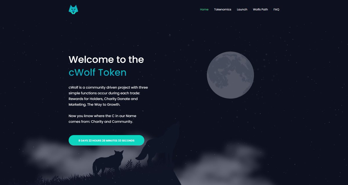 cWolfFinance's tweet photo. we are happy to see our new website live: https://t.co/0sH32KeK53 

the countdown for the token launch just started!🚀🐺

Fair launch!

$cWolf 🐺 #Fairlaunch #DeFi #cryptocurrency https://t.co/jWt9NVco1D
