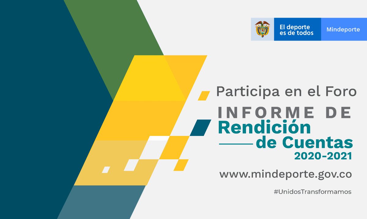 MinDeporteCol's tweet photo. Te invitamos a consultar el documento y formular tus comentarios, sugerencias e inquietudes sobre el Foro de #RendiciónDeCuentas 2020 - 2021. #MindeporteCumple 👉 https://t.co/an0spXBZqQ https://t.co/j9LnFTEQrg