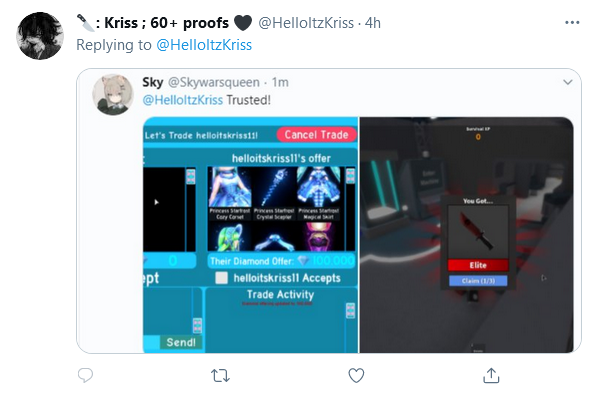 exp0ser1's tweet photo. ✎ᝰ┆Exposing ! @HelIoltzKriss
This person is using @HelloItzKriss proofs and doing FAKE giveaways.
Not only that but they scammed people as Itxskyler, stealing proofs from @Itxskyler
Retweet!
#royalehighscammer #adoptmescammer #royalehigh #adoptme #bloxburg #rhscam https://t.co/mqyi4vHlI4
