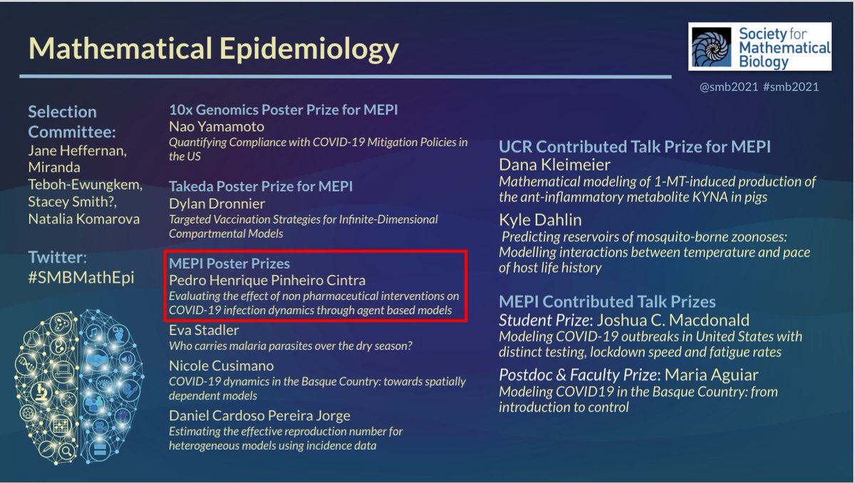 pedrocintra52's tweet photo. So happy to be announced as one of the winners for Mathematical Epidemiology best posters at @smb2021 :) #SMBMathEpi https://t.co/y5WhUtS78j
