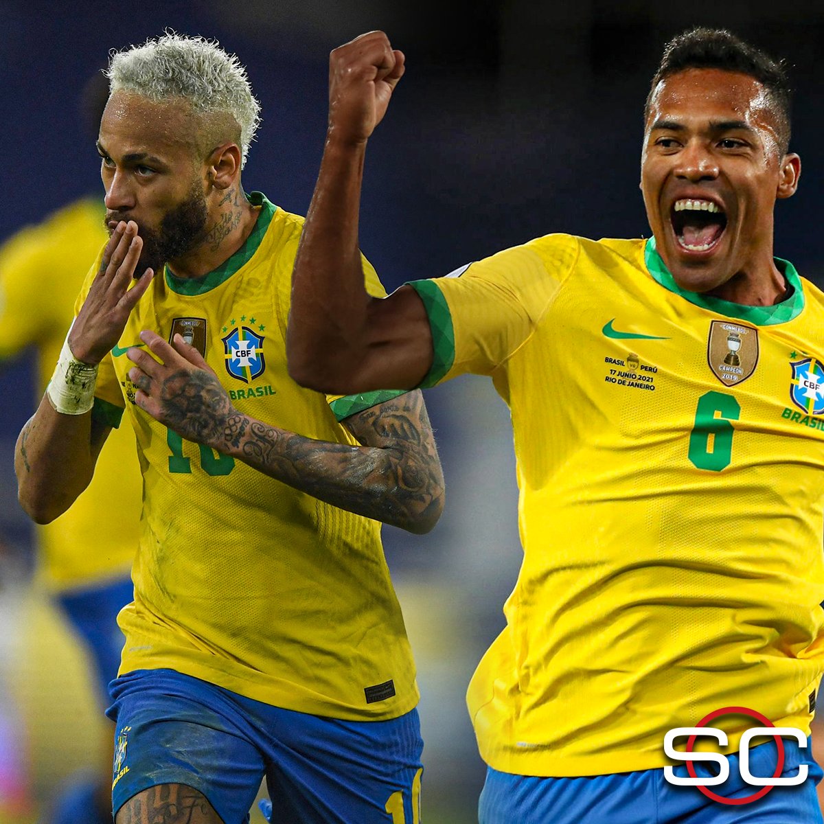 SportsCenter's tweet - "🇧🇷🔥 ¡BRASIL ESTÁ IMPARABLE! Con goles de Alex Sandro, Neymar, Éverton ...