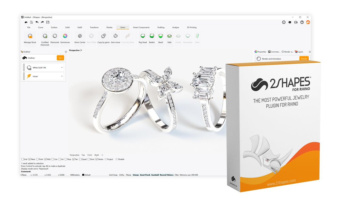 2shapes's tweet photo. #2Shapes Design for Rhino is released!

We are very proud to announce that the most powerful jewelry design plugin for Rhino has been released.

Read the rest of the article at: https://t.co/zXNOuAkEPz https://t.co/aGif7X98b5