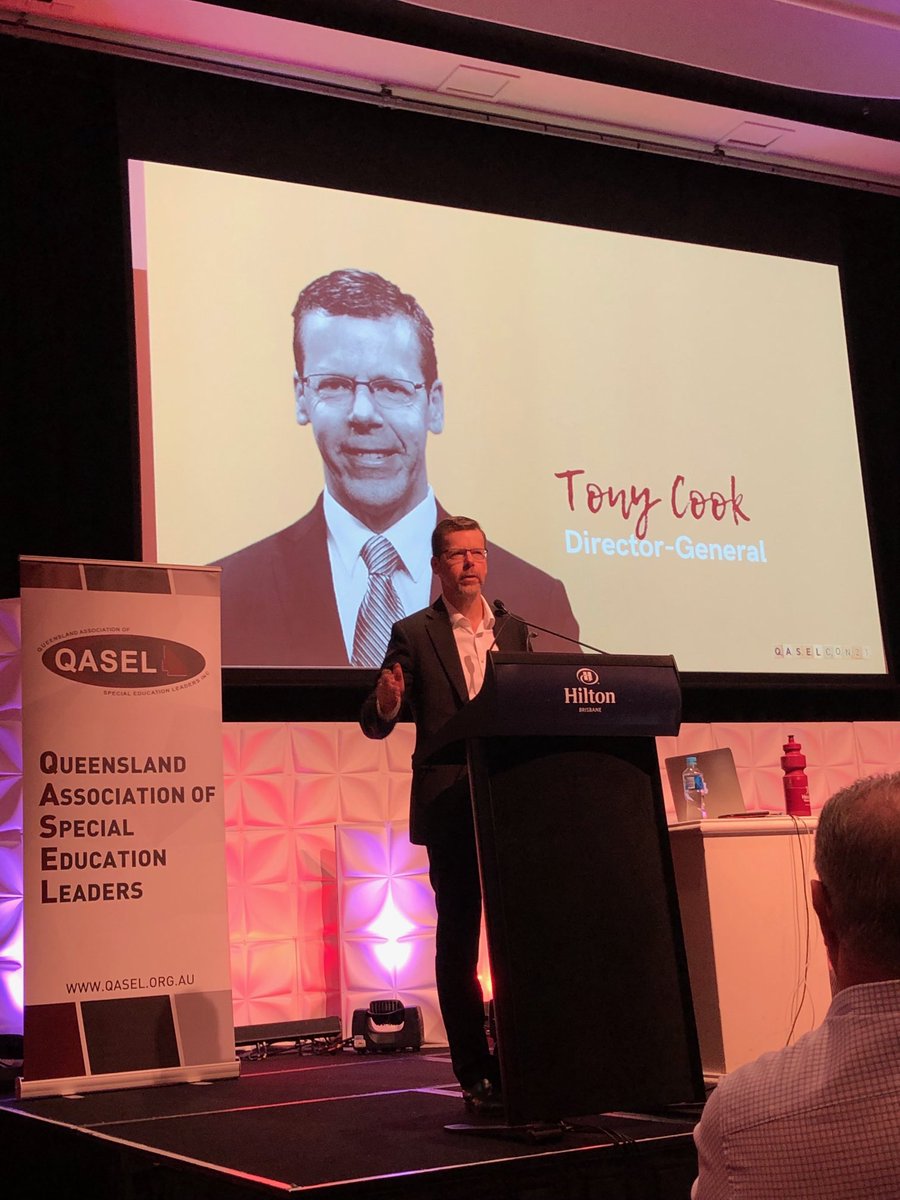 At. QASEL 2021 Conference. DG Tony Cook speaking re leadership, a focus on teaching and learning. He asked us to look at what we were doing in our schools to give students a life of choice. Tony reminded us to be kind to ourselves &amp; make choices to give life work satisfaction.