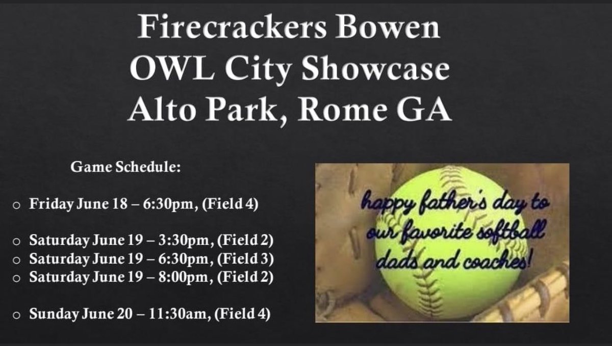Firecrackerbow1's tweet photo. *Schedule change* Our ladies are playing this weekend in the Owl City Showcase. Games will be streamed through FB Live.
*Schedule subject to change* https://t.co/KzeuCAPDpR