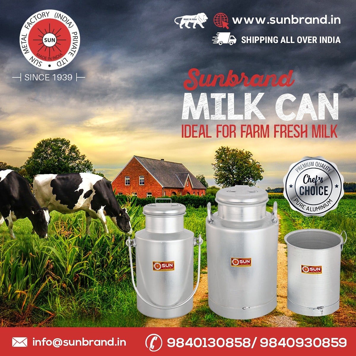 SunBrand3's tweet image. Sun Brand Aluminum milk can is non-reactive and food safe so it brings farm fresh milk to your table.
For more enquiry 
Call: 9840130858/ 9840930859
Visit: sunbrand.in
#bakewareinchennai #cookwarefactory
#milk #milkcan #aluminummilkcan #milkcontainer #aluminumcookware