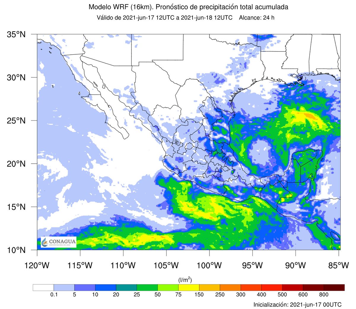 guadalu41riolag's tweet photo. #PCT3 estaría generando lluvias #torrenciales en Oaxaca, Chiapas y Quintana Roo, #intensas en Tabasco, Veracruz, Campeche y Yucatán.
Oleaje de 2-3 m en costas de Veracruz y costa afuera de Yucatán, de 1-2.5 m en costas de Tamaulipas. https://t.co/v7aDRzmm1C