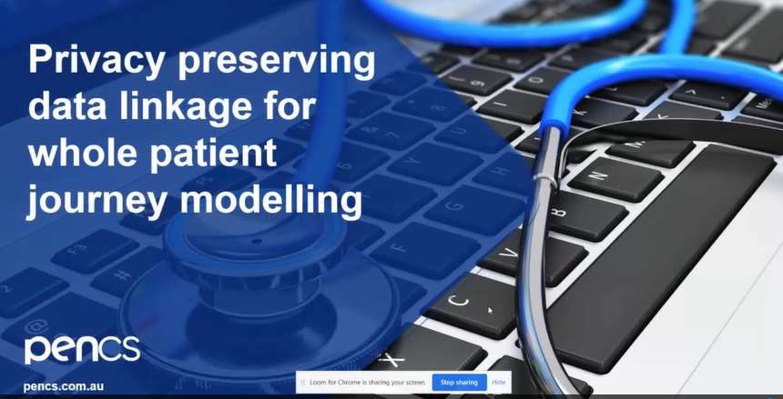 AIDH_healthdata's tweet photo. Next up at #HealthData21 is Edweana Wenkart from @pen_cs on #datalinkage benefits, de-identified data and #dataprivacy for patient journey modelling. https://t.co/FKUJX0dHsC