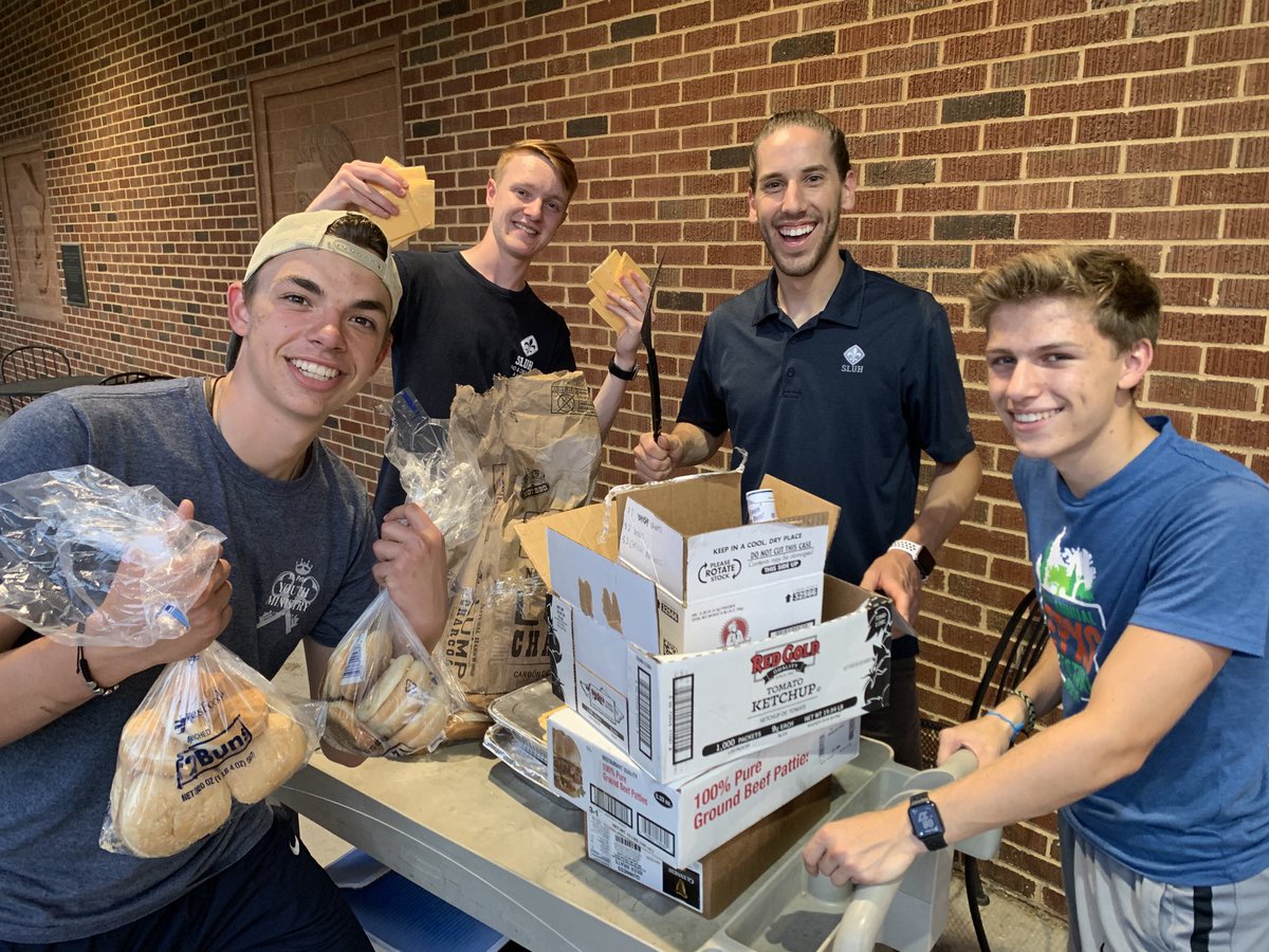 SLUHMinistry's tweet photo. Tonight the Junior (now Senior) pastoral team hosted a BBQ as a send off to Fr. Joseph Hill, who is leaving SLUH for his new mission. Thank you Fr. Hill for the inspiration you’ve been to these young men! #AMDG ⁦@sluhjrbills⁩ https://t.co/dBP1NdZldo
