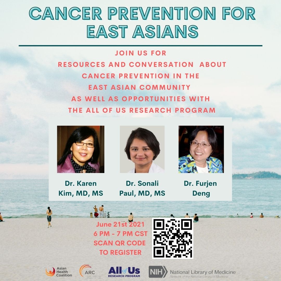 Join us for resources and conversation about cancer prevention in the East Asian community as well as opportunities with the All of Us Research Program! #JoinAllofUs @mypnaa @mjRNformatics Register here: us02web.zoom.us/webinar/regist…