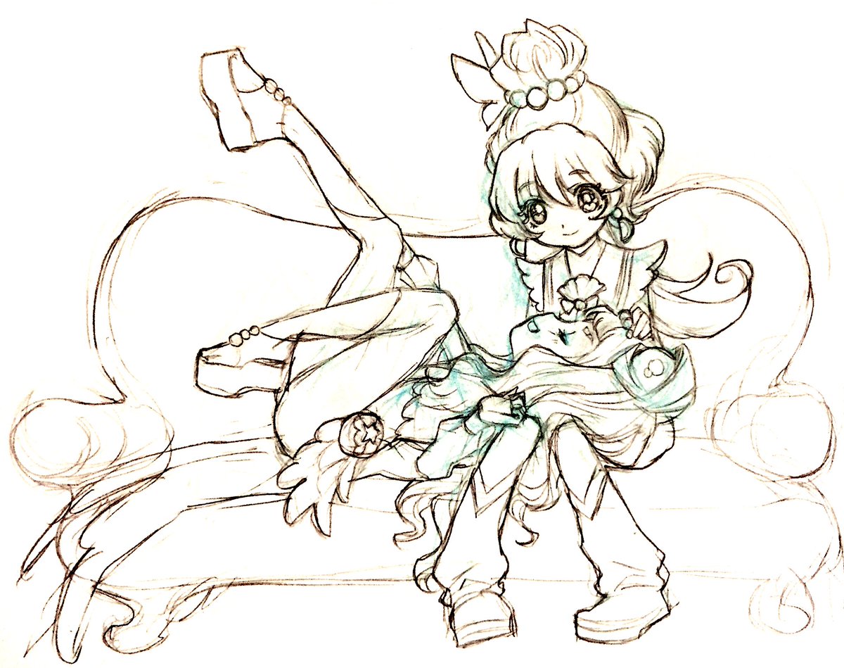 みのりん先輩に自分の足を自慢するローラちゃん下書き 