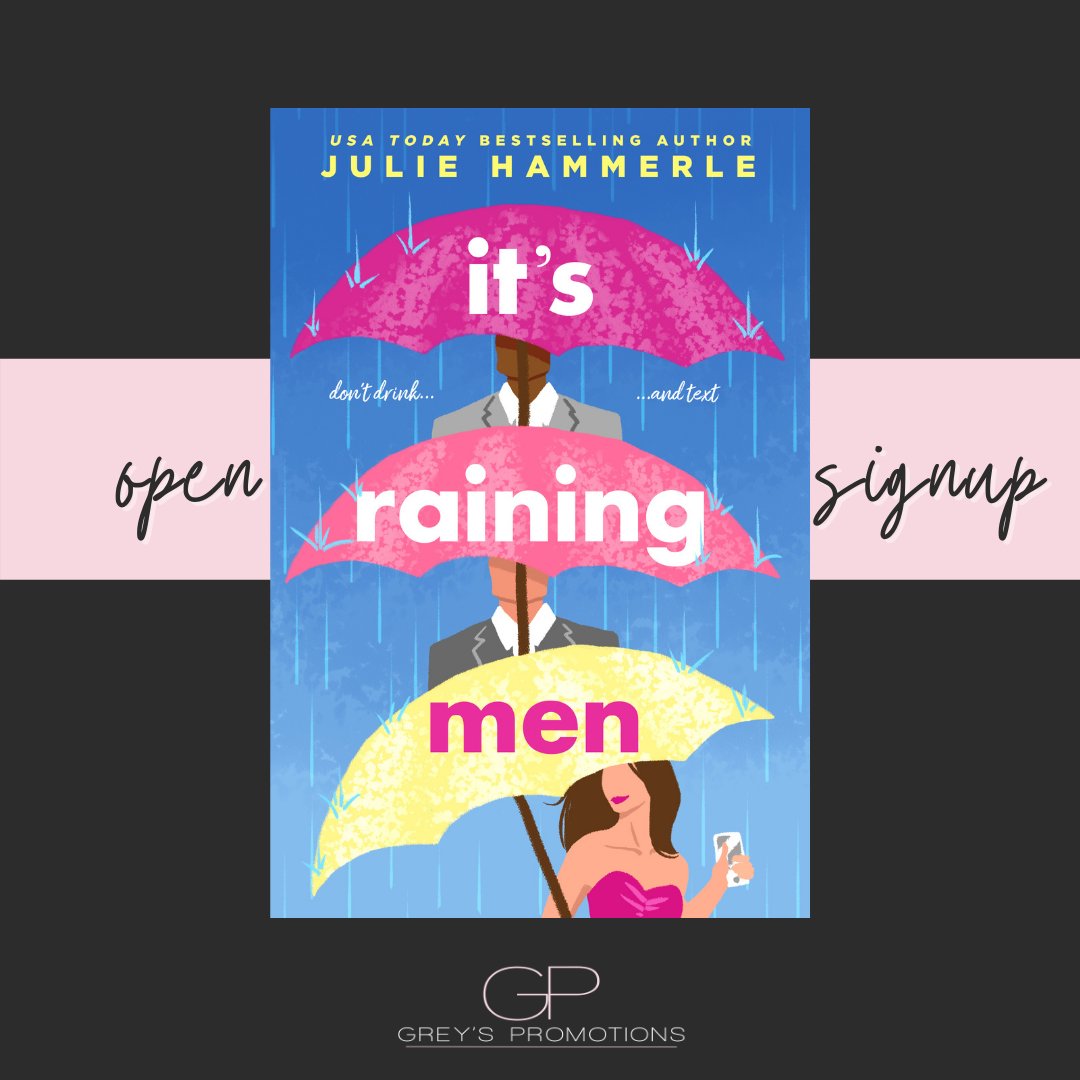 Grey's Promotions (@greyspromo) on Twitter photo Grey's Promotions is thrilled to be working with @juliehammerle <a href="/entangledpub/">Entangled Publishing</a> on her upcoming release, It's Raining Men, releasing July 27!
We would love it if you joined us for the cover reveal, release blitz with review option, and #bookstagram blast.
greyspromo.com/lesliehammerle/ Grey's Promotions is thrilled to be working with @juliehammerle <a href="/entangledpub/">Entangled Publishing</a> on her upcoming release, It's Raining Men, releasing July 27!
We would love it if you joined us for the cover reveal, release blitz with review option, and #bookstagram blast.
greyspromo.com/lesliehammerle/