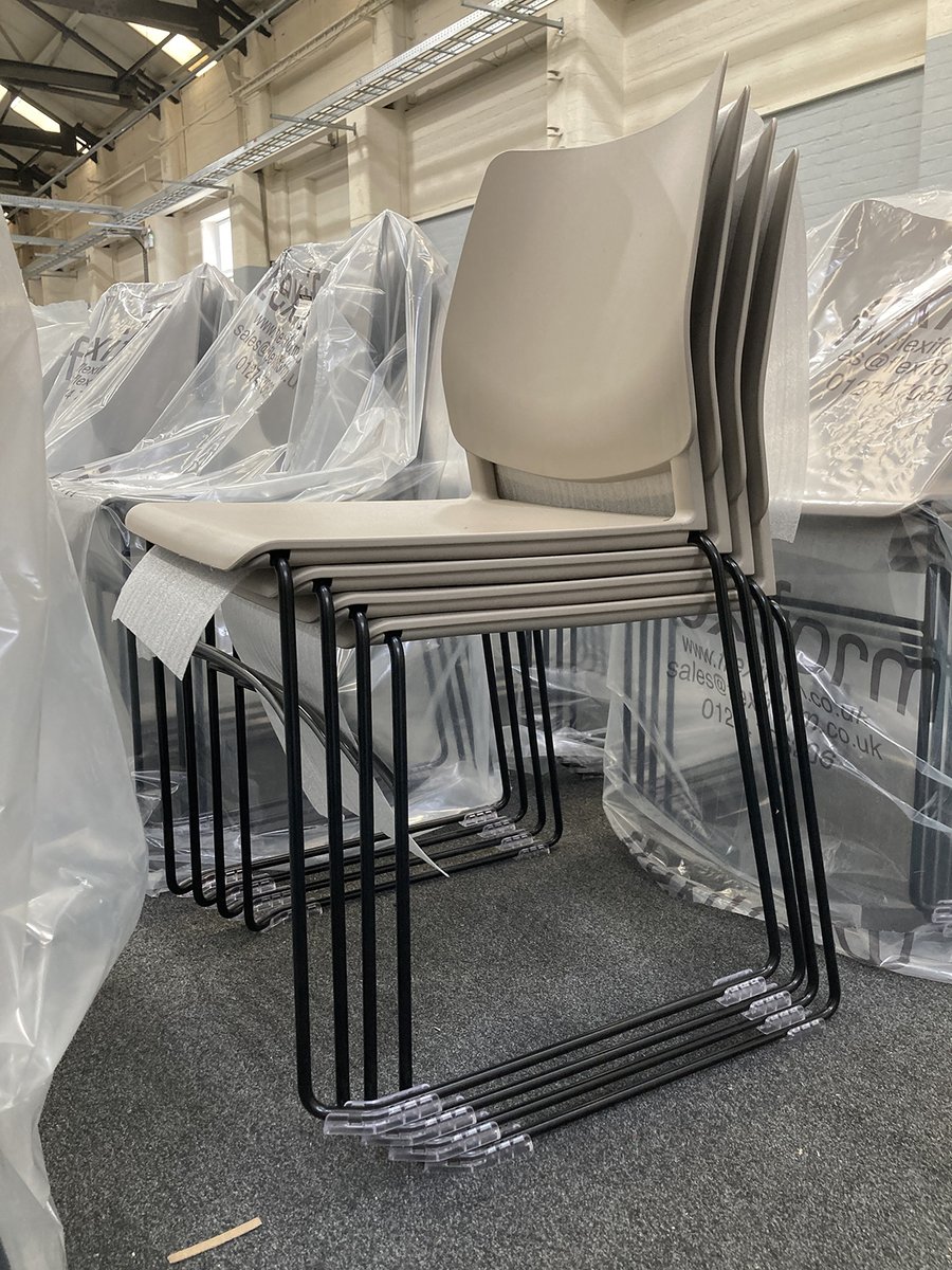 From the factory: Bespoke Olé mono-shell chair and Melita stacking chairs going out this week with black frames instead of standard chrome!

You can see our full office chair range here: flexiform.co.uk/seating
