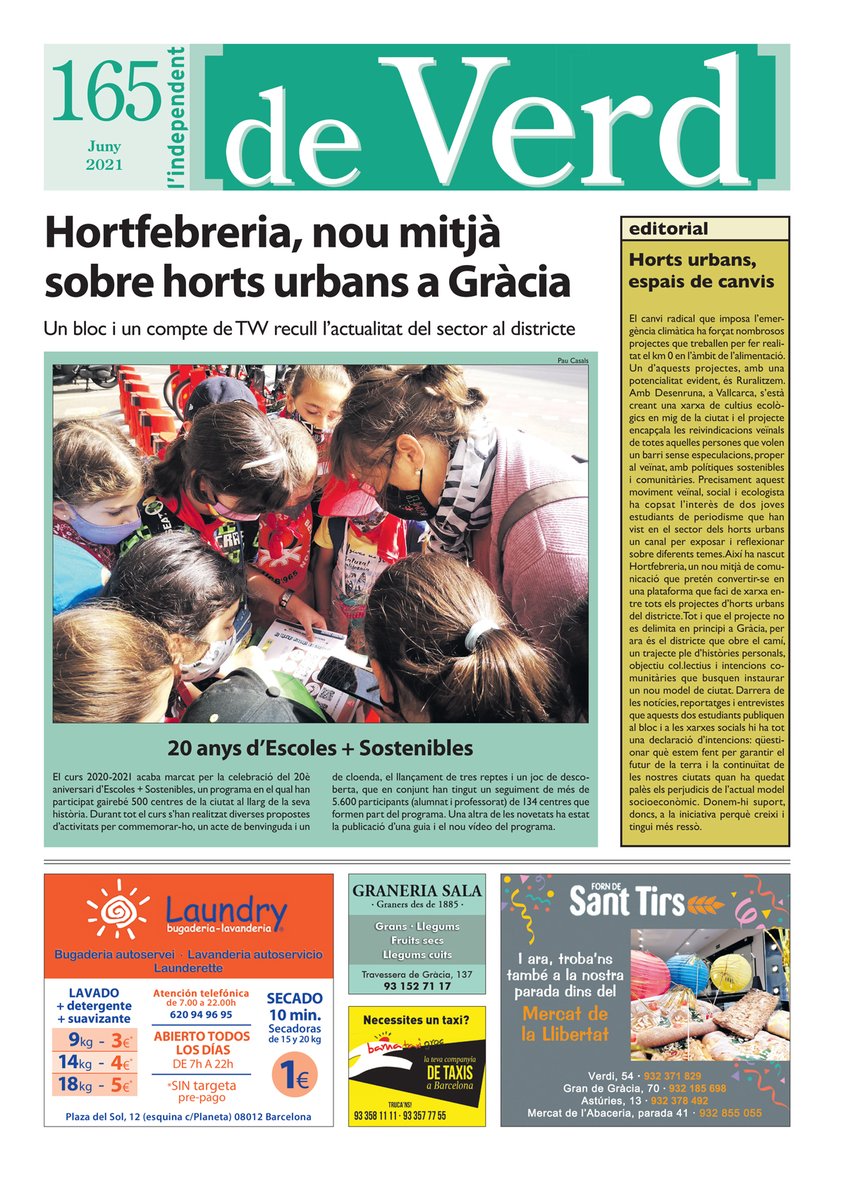 indepe_gracia's tweet image. A les pàgines de L'independent trobaràs el suplement #deVerd del juny. @hortfebreria, nou mitjà sobre horts urbans a Gràcia i 20 anys d’Escoles + Sostenibles, temes principals. Llegeix-lo a independent.cat/en-paper/688/n… #viladegràcia