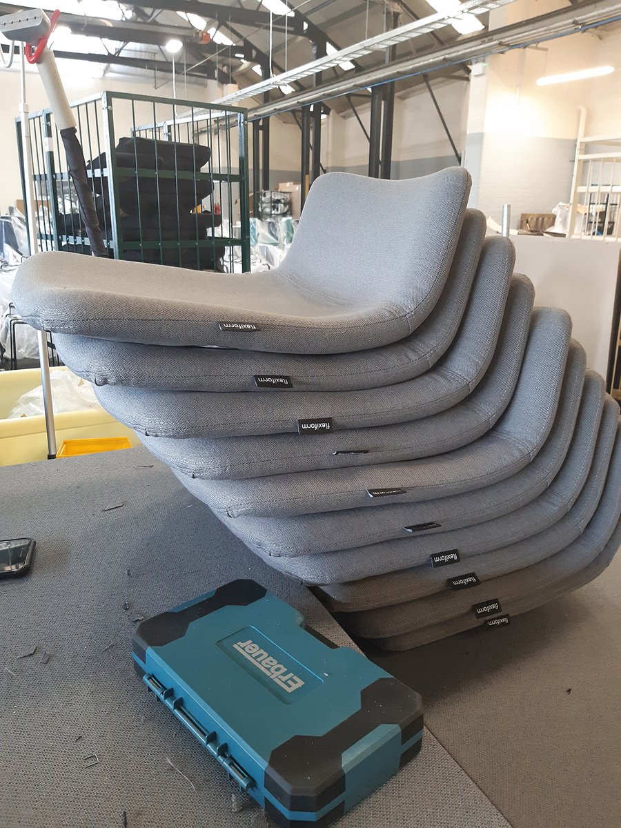 Our chair factory is making a large order of Miss stools this week featuring a grey fully upholstered seat and a bespoke black frame - can't wait to see them in situ!