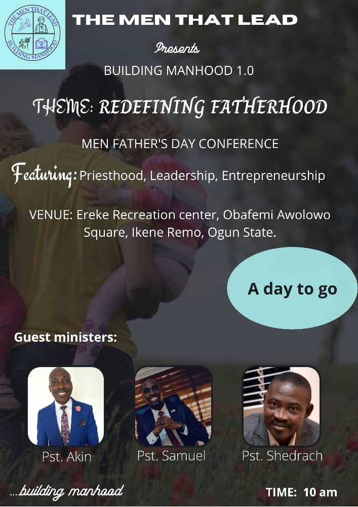 Pray, plan, retweet, share, and prepare to attend.
#Redefiningmanhood