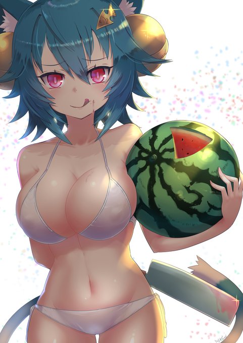 一緒にスイカたべるかにゃ?🍉 