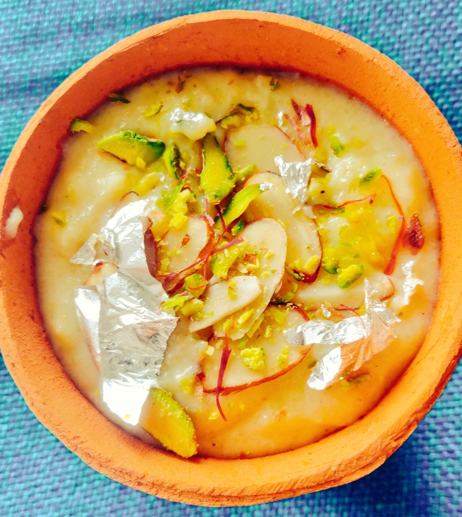 ByPuja's tweet photo. Rajwaadi Phirni loaded with dryfruits, flavored with Kesar and Kewra, served authentically in a clay cup
Made this for Engagement party within my society
#partysupplies #partyorder #weekend #happiness #FridayMotivation #Special #dessert #marriagefunction #homeMade #handcrafted https://t.co/CFaY9vKI3A