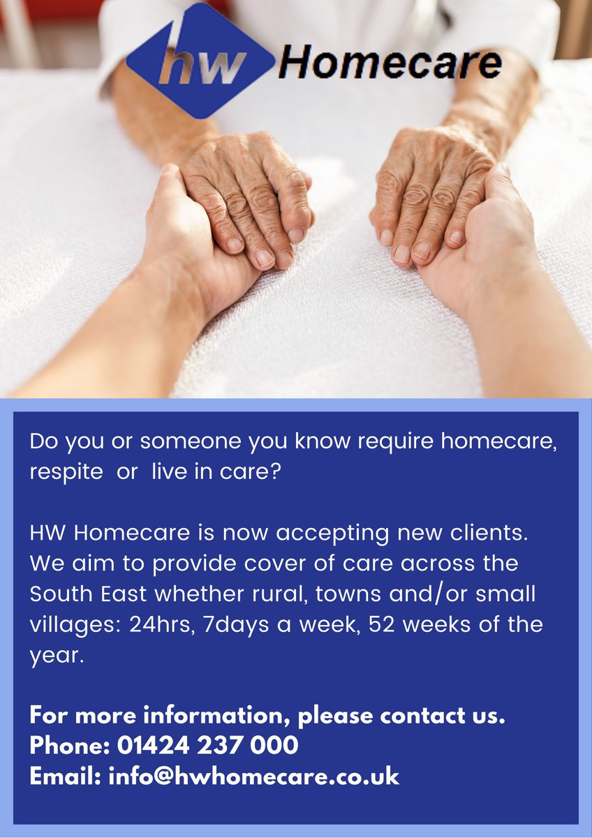hwhealthcareltd's tweet photo. We are looking for Healthcare Assistants for our Homecare Services
If you are self motivated, caring, patient and enjoy working with people then contact us

Call:01424 237000

info@hwhomecare.co.uk https://t.co/JSsgIvxNOb