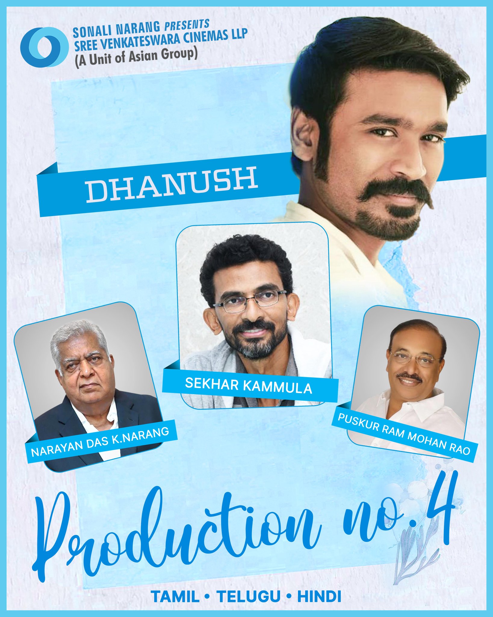 Sekhar Kammula on Twitter: &quot;Truly excited and charged. A star who enjoys  his peformance, finds purpose in his performance - Dhanush. @dhanushkraja,  Let's do it once more. @SVCLLP, Happy to continue the
