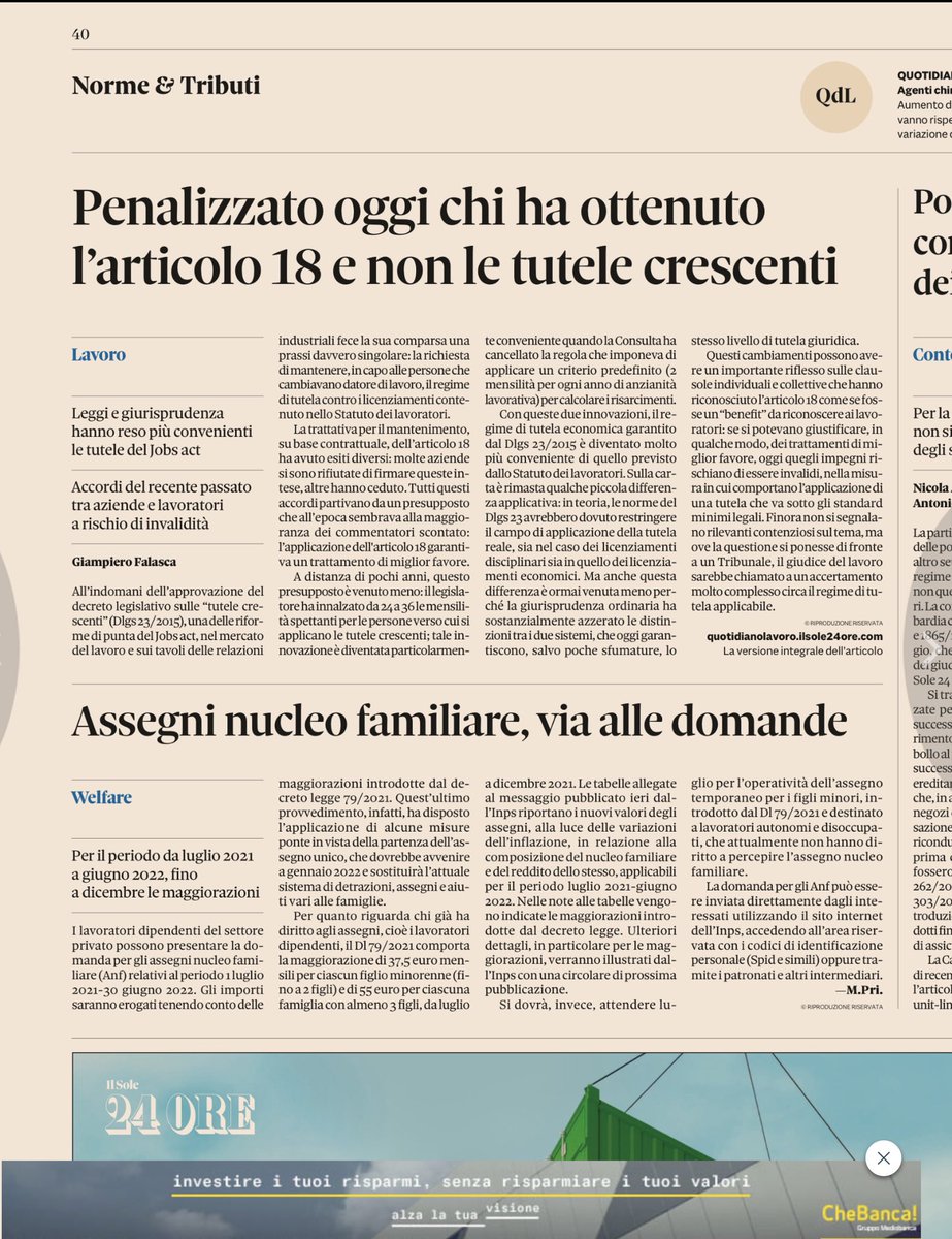 I cambiamenti normativi e giurisprudenziali hanno reso le “tutele crescenti” più convenienti rispetto allo Statuto dei lavoratori, vanificando le clausole sul mantenimento dell’art. 18.Risultato paradossale di una prassi sbagliata: non si possono trattare le regole come benefit
