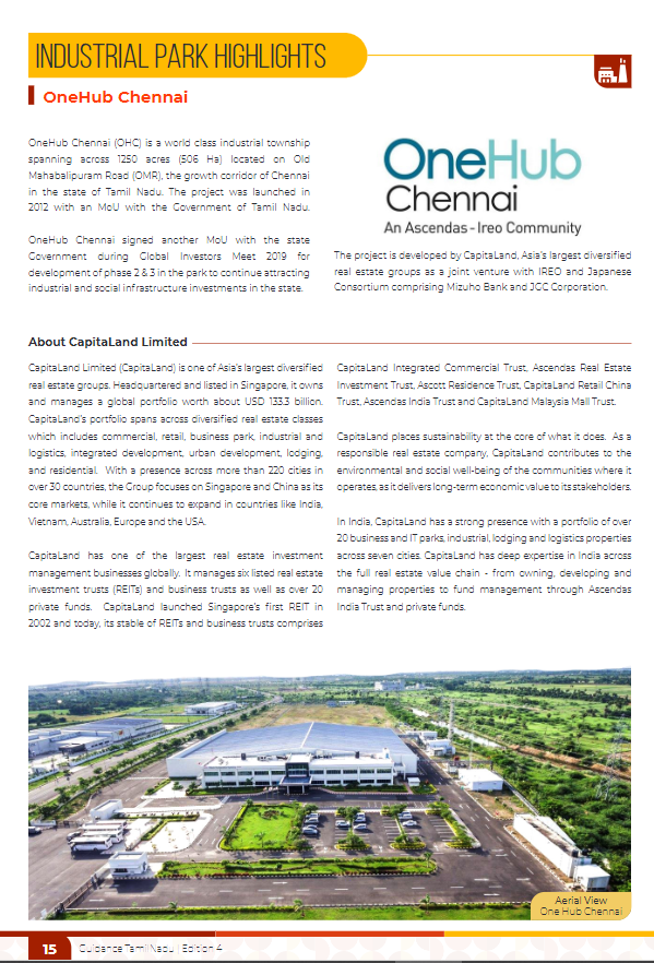 onehubchennai's tweet photo. Congratulations @GuidanceTN for creating a holistic and informative newsletter covering the features of new single-window portal and the sector highlights. Thank you for mentioning us as a key partner and industrial park in Tamilnadu’s success story. 
# CapitaLandIndia #ThankYou https://t.co/wibjE7SgKG