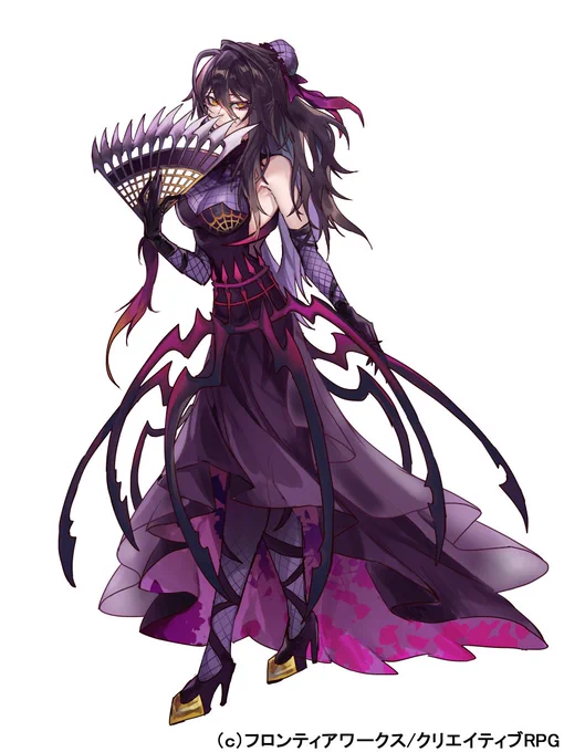 あげるタイミングを逃した絵③「クリエイティブRPG」フロンティアワークス様で描かせていただいた、NPCセラフィ(エビルイーター)・セカンドです。蜘蛛モチーフが入ってます 