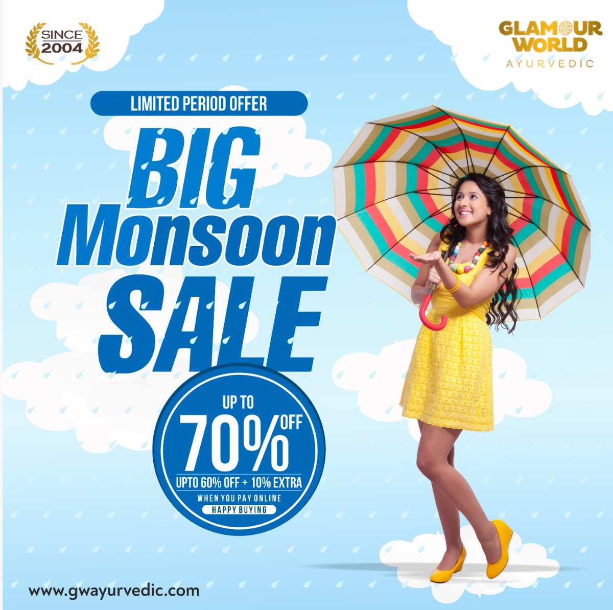 GWAyurvedic's tweet photo. Here comes the Big Monsoon Sale for a limited time only !! 
Hurry up &amp; grab your Skin and Hair care essentials. 

🛒 Shop Now : https://t.co/nm3Ufm8HTQ

#glamourworldayurvedic #glamourworld #monsoon #monsoonsales #grand #offer #bigsale #ayurveda #cosmetics #ayurvedic #skincare https://t.co/9BR7D8tPN7