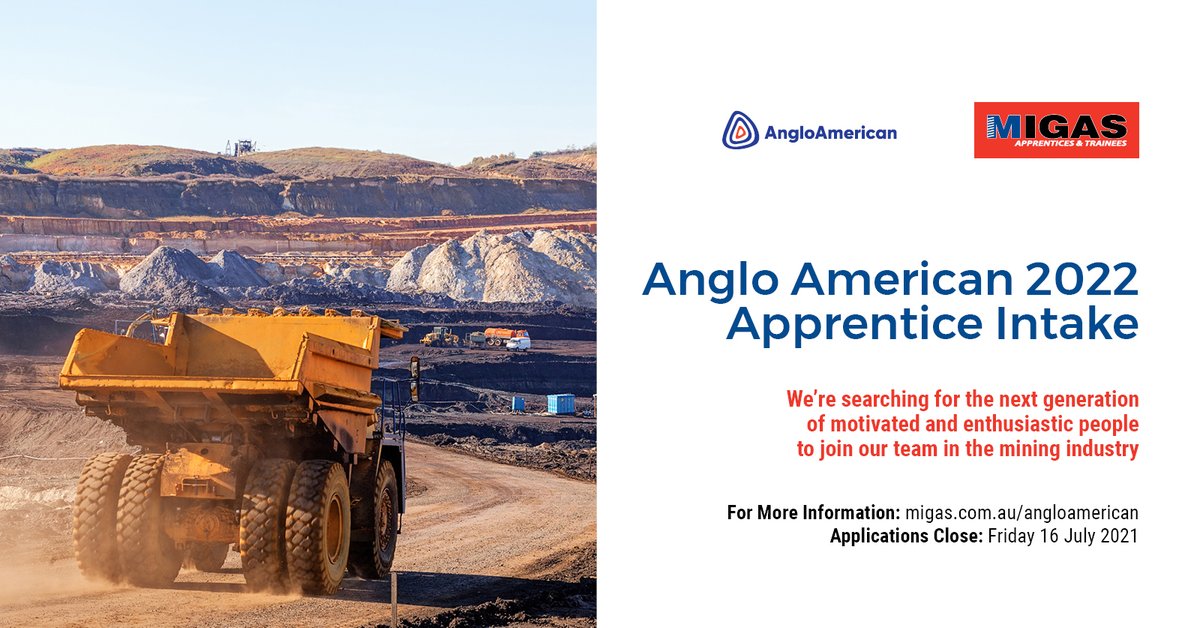 MIGASApprentice's tweet image. MIGAS together with Anglo American is pleased to announce that the applications for their 2022 Apprentice Intake are now open. To see all the roles available visit:
migas.com.au/angloamerican

#apprenticeship #electrical #mechanic #autoelectrical
