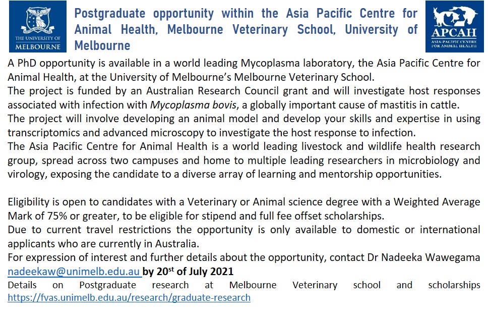 Nadeeka Wawegama (@nad_wawe) on Twitter photo Looking for postgrad studies in an awsome lab👩🔬 ✔
Have a Veterinary or Animal Science Background🐄🐑 ✔
In Australia right now ✔
This is for you..
Contact me <a href="/Nad_Wawe/">Nadeeka Wawegama</a> for details by 20th July 2021
Research <a href="/ApcahUnimelb/">Asia Pacific Centre for Animal Health</a> @FVASunimelb Looking for postgrad studies in an awsome lab👩🔬 ✔
Have a Veterinary or Animal Science Background🐄🐑 ✔
In Australia right now ✔
This is for you..
Contact me <a href="/Nad_Wawe/">Nadeeka Wawegama</a> for details by 20th July 2021
Research <a href="/ApcahUnimelb/">Asia Pacific Centre for Animal Health</a> @FVASunimelb