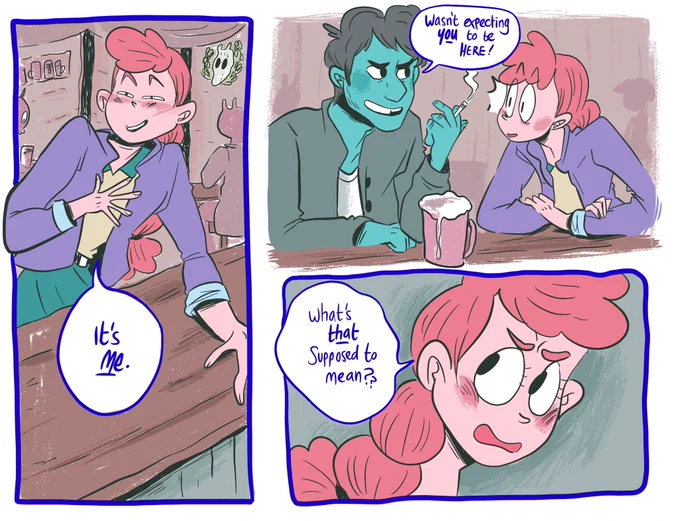 I draw a webcomic, and it's actually been updating recently! Here's the latest `banter'. It was really hard to write `banter'. I am not Norah Ephron. Go read if you're into silly romcom comics that are actually about social anxiety! https://t.co/TkdKOcRTTg xxx 