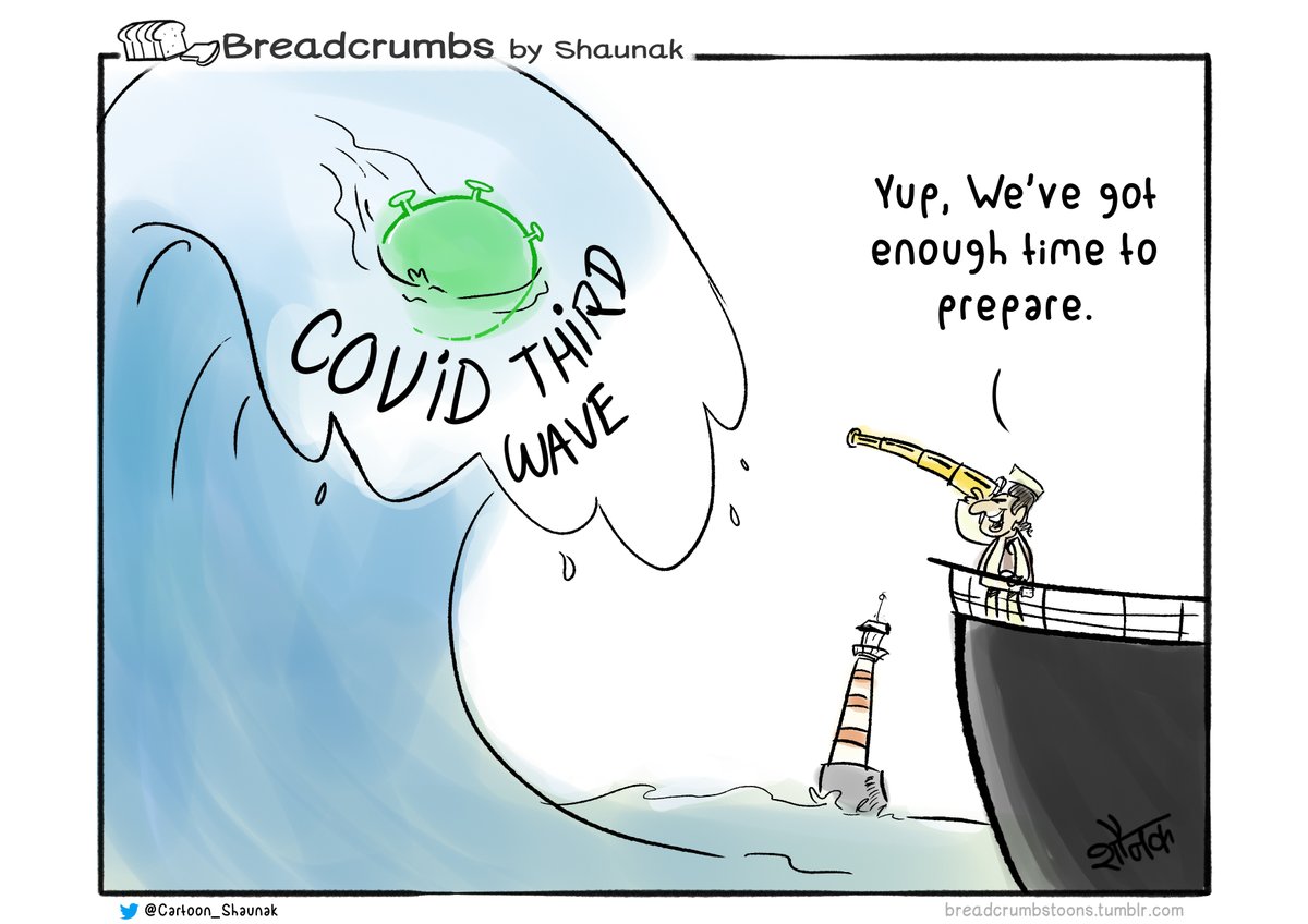 Cartoon_Shaunak's tweet photo. As #SecondWave of #Covid_19 subsides in #india and we start with our lives and #jobs, how prepared are we for a #thridwave of #coronavirus . #cartoon #pandemic #unlock #economy https://t.co/oG90OMQb2F