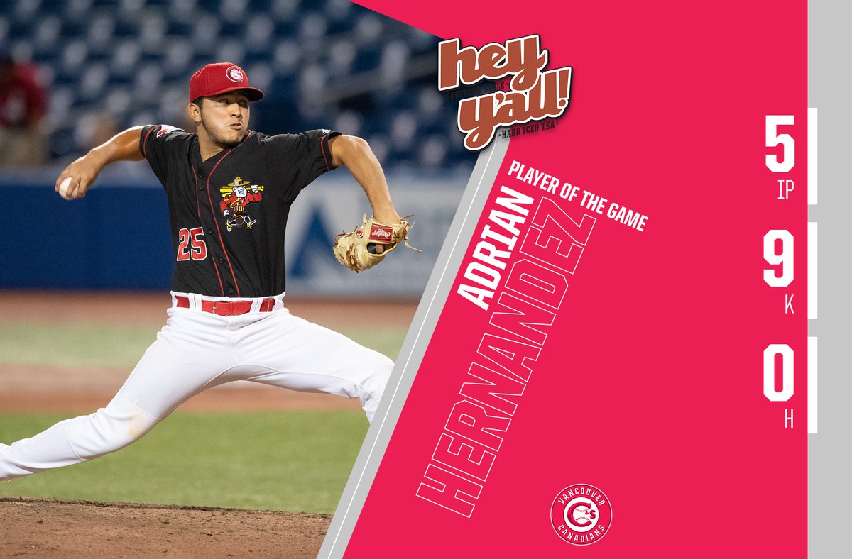 vancanadians's tweet photo. Adrian Hernandez had himself one incredible night.

He's the @heyyallicedtea Player of the Game, presented by Hey Y’all Southern Style Hard Iced Tea. In the South, our tea is always served iced &amp; hard! https://t.co/9p2O6xv81v