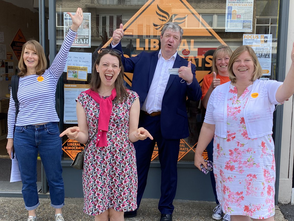 PaulaWFerguson's tweet photo. Huge congratulations to @SarahGreenLD who’s won the Chesham & Amersham By-Election taking control of what was considered a safe Conservative seat. So glad #Winchester Lib Dem’s were part of the 1000s of volunteers who helped to make this happen. #WinLD https://t.co/icbuw9IjQP