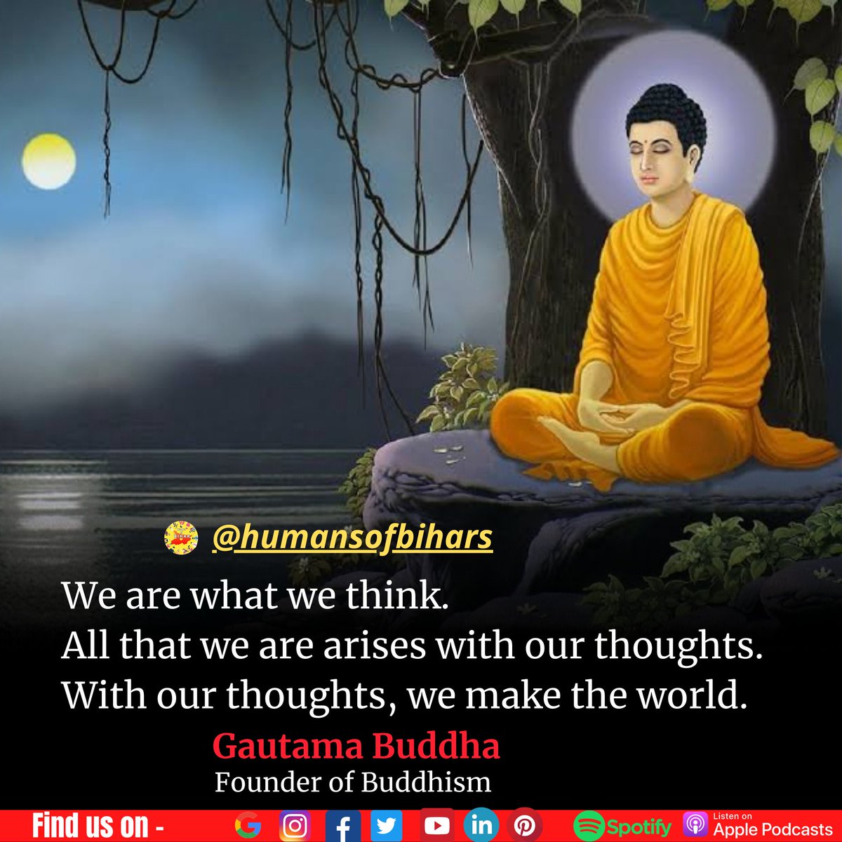 Humansofbihars's tweet photo. We are what we think.
All that we are arises with our thoughts.
With our thoughts, we make the world.
Don't forget to follow us on...!! 👇
https://t.co/Y7Ou7lC8YA
Follow : #HumansofBihar
#quoteoftheday #biharquotes #biharvibes #podcast #humansofbihar #HKishor4you #bihar https://t.co/ZSfPKwCNRo