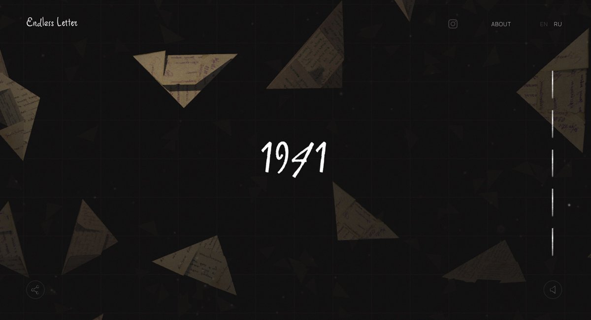 awwwards's tweet image. The Endless Letter by @redcollars (US) wins #SOTD &amp;amp; #DEVAWARD

A special project in collaboration with RT Creative Lab dedicated to Victory Day: authentic letters home from the WW2 front line gathered together on an endless atmospheric canvas.

↳ bit.ly/3gzjBpv #3D