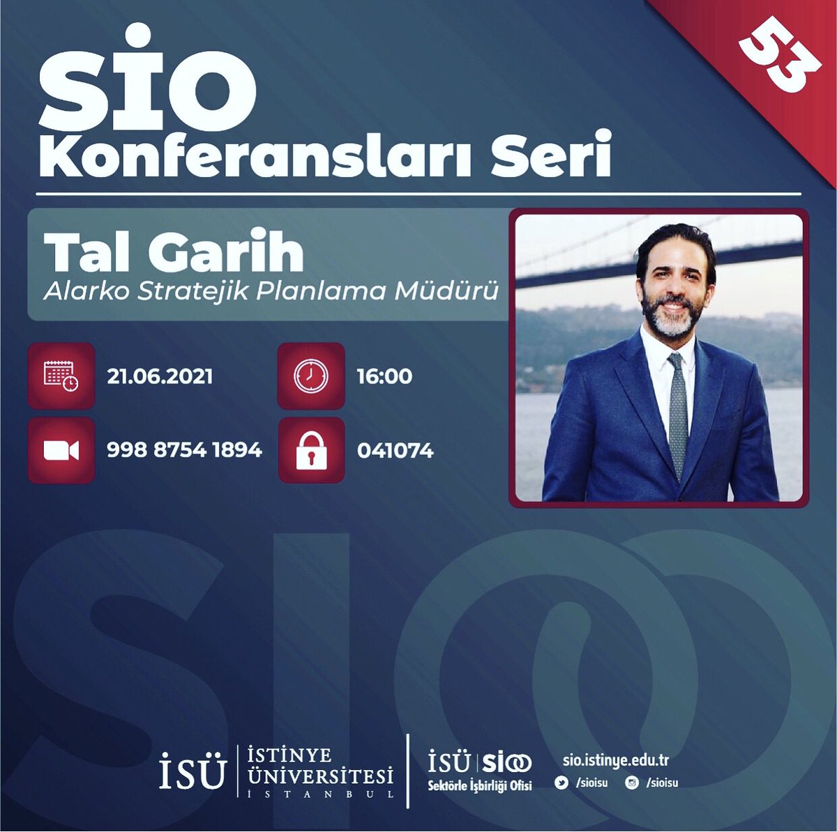 Alarko Stratejik Planlama Müdürü Tal Garih’in 21 Haziran saat 16:00’da öğrencilerimizle gerçekleştireceği çevrimiçi söyleşiye davetlisiniz. #istinyeli #mentorunceoolsun <a href="/istinyeunivedu/">İstinye Üniversitesi</a> <a href="/tal_garih/">Tal Garih</a>