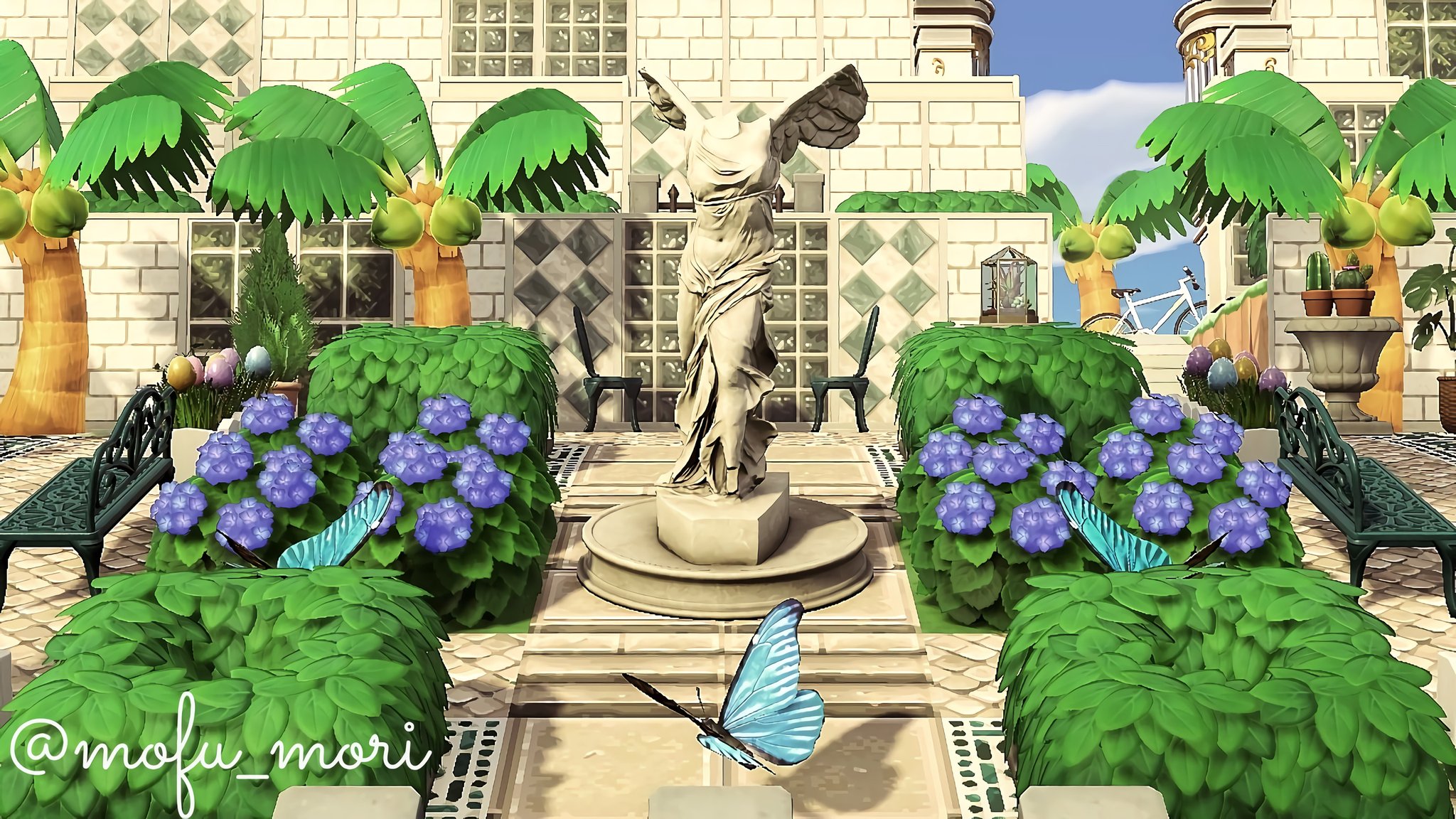 もふ プールを中庭風に変えてみました あつまれどうぶつの森 あつ森写真部 Animalcrossingnewhorizons Animalclossing T Co Lktt3zkidb Twitter