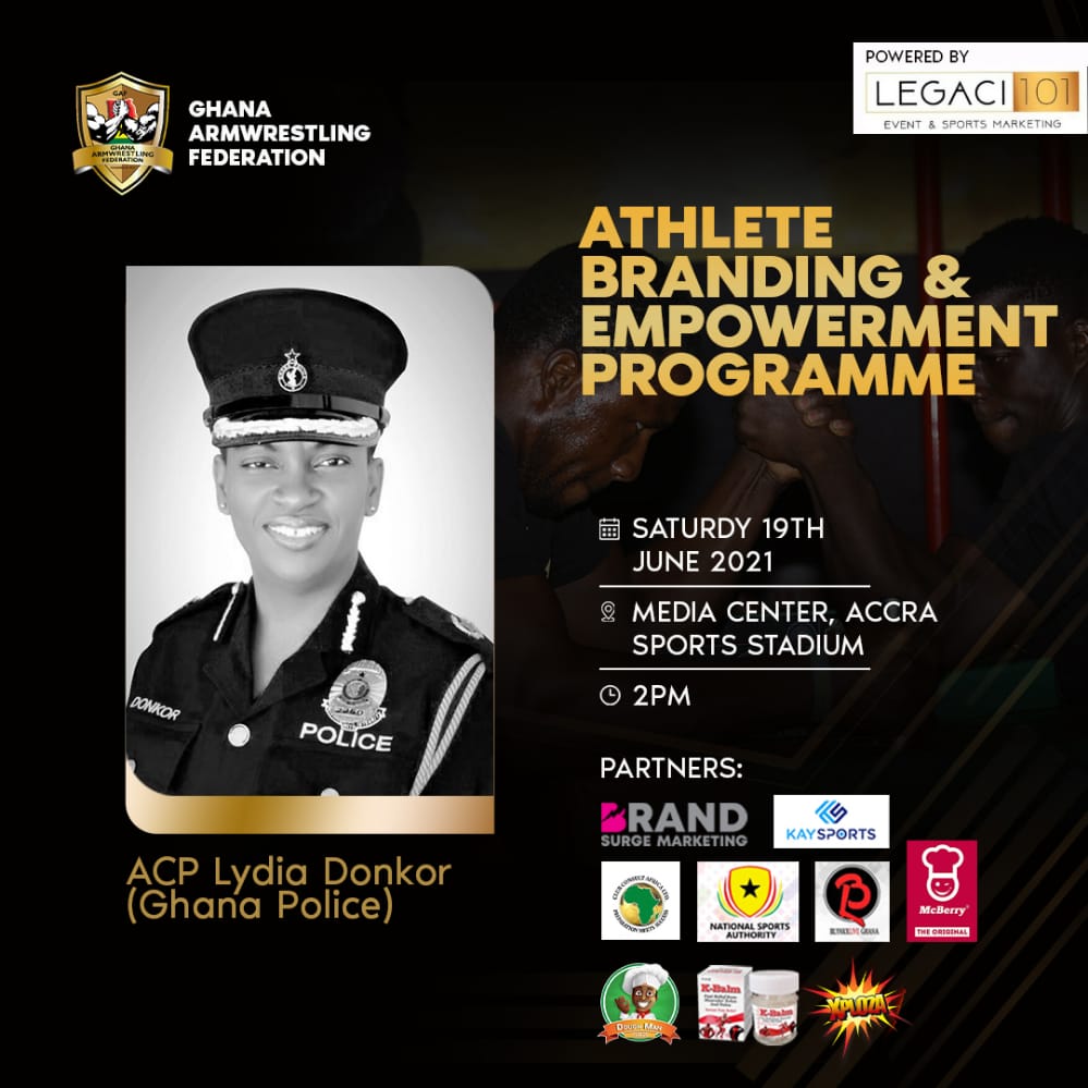 ' We're Repping' 👮 🇬🇭

Our Chairperson ACP <a href="/lydiadonkor13/">Lydia Yaako Donkor</a> will be speaking on "Athlete Discipline" at the <a href="/ArmwrestlingGh/">Ghana Armwrestling Federation (GAF)</a>'s Athlete Branding and Empowerment Programme this Saturday. 

#TeamPolice 💙 | #ServiceWithIntegrity