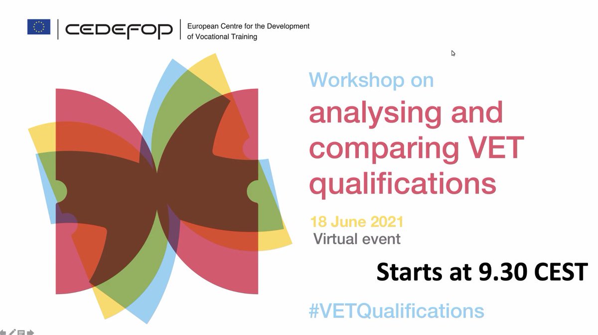 Cedefop's workshop on #VETQualifications is starting in a few minutes. 
Stay tuned for more!