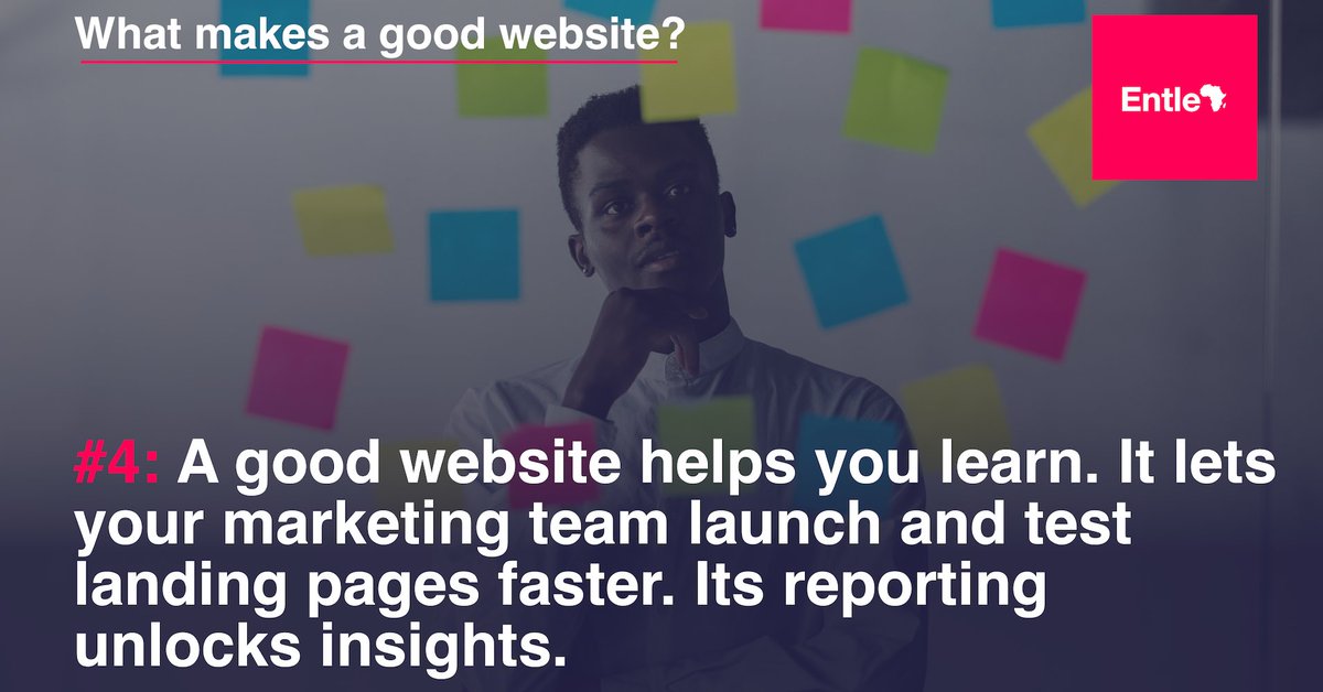 A good website helps you learn. It lets your marketing team launch and test landing pages faster. Its reporting unlocks insights. #goodwebsites
