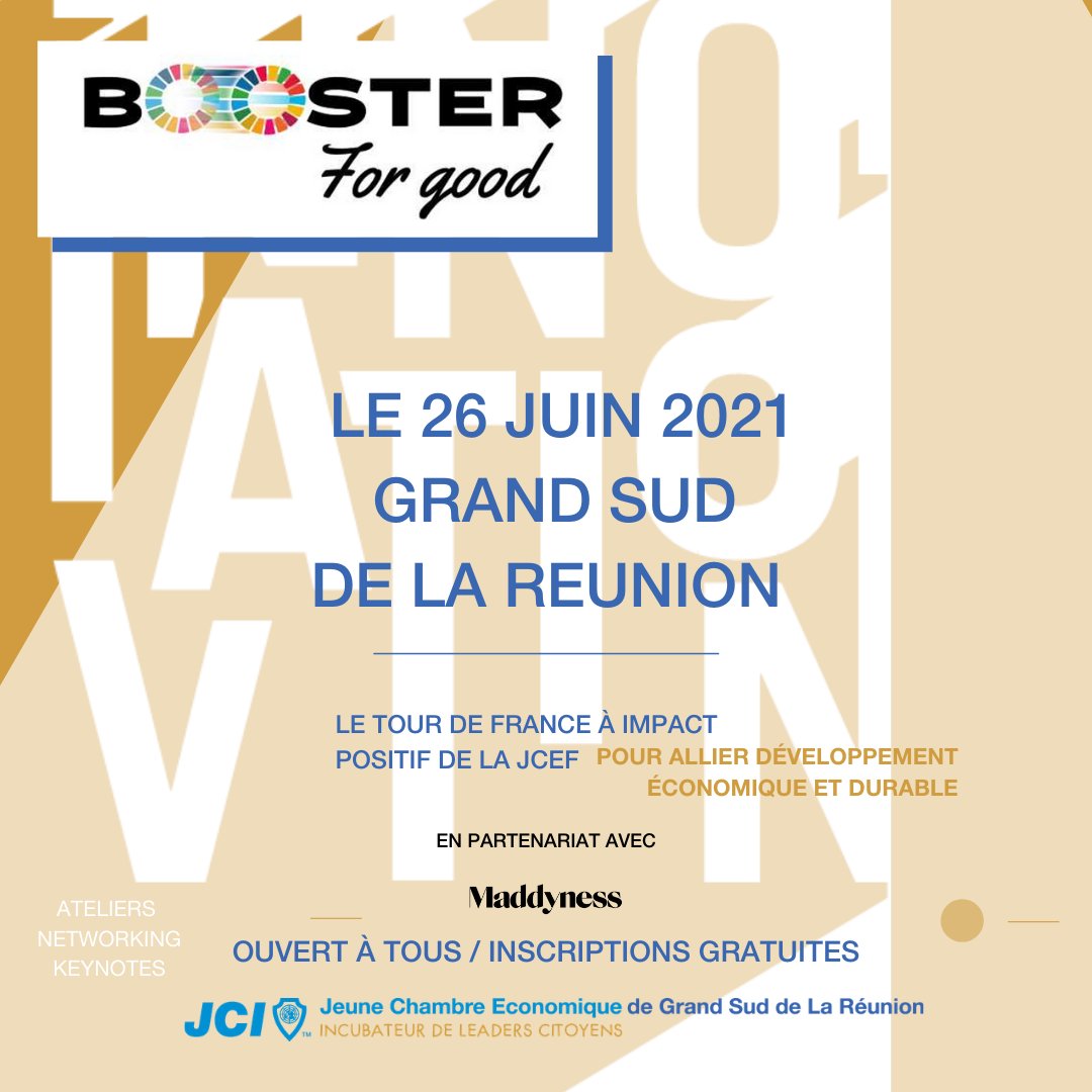 JCE_France's tweet photo. Le Tour de France à impact positif de la Jeune Chambre Économique Française, #BoosterForGood continue !
"Quel est le rôle de l'entreprise dans le défi du changement climatique ?" plusieurs Jeunes Chambres Économiques Locales organisent leur édition du BFG 👇 https://t.co/4C2RS31mir