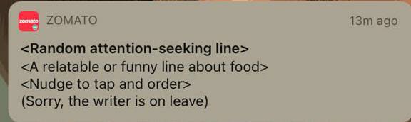 <a href="/zomatoin/">zomato</a> we hope your writer isn't on sick leave. 😢
In case the said writer needs to talk to a doctor, we're right here.👩🏽‍⚕

#Zomato #MediBuddy #YourHealthBuddy