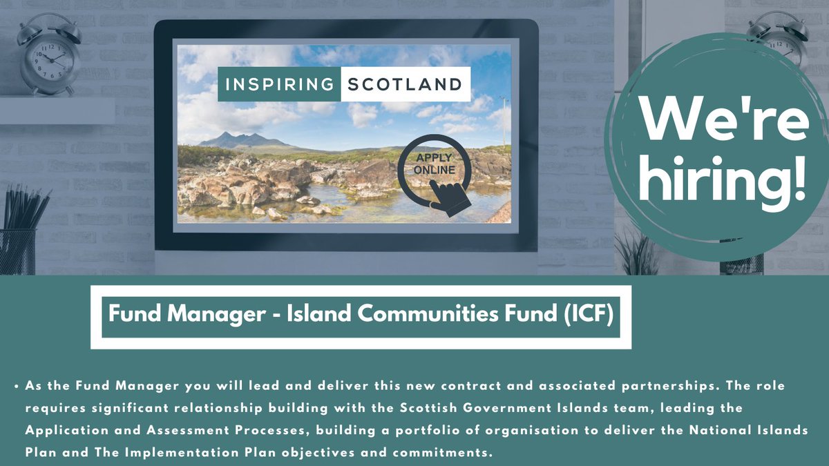 📢We are once again recruiting for a fantastic role here @InspiringSland: 

Fund Manager in our @IslandCommFund.  

➡️be part of a dynamic organisation
➡️work closely with the @IslandsTeamSG 
➡️Flexible working 

❗️Closing date: 7th Jul 2021 

Apply: bit.ly/3cPZlO6