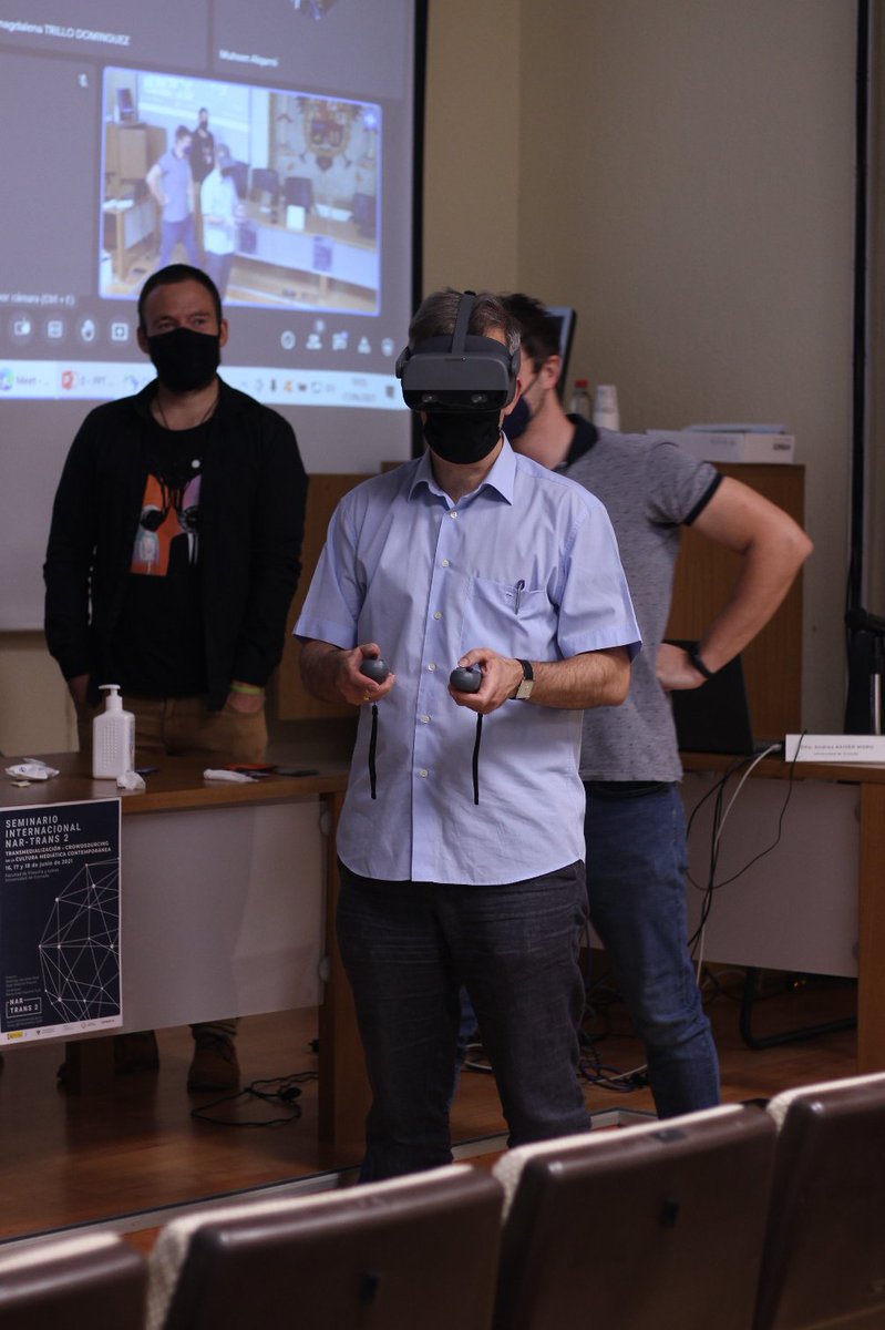 Transmedia_UGR's tweet photo. Como parte del programa del Seminario hemos tenido la oportunidad de probar el prototipo del Lab XR-SimVision de Nar-Trans2. @elquellegatarde @juanangeljodar #AlanHewitt @CanalUGR https://t.co/84Y7ed7f0w