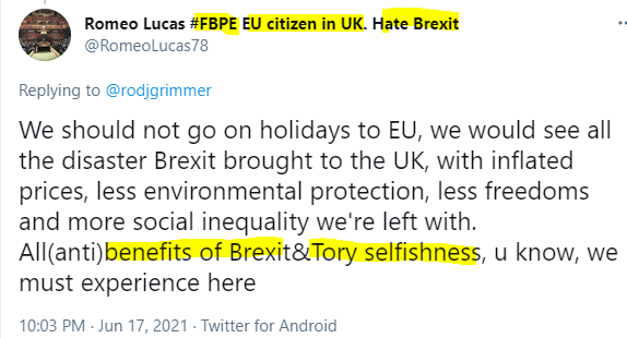 GiveUsAQuid's tweet photo. Today's winners of my 'benefits of Brexit' award.
Congrats to all for having #FBPE in their handles, with bonus points to Monika for 'tangible'; to Simon for #EUFM (an EU radio station, I assume?); and to Camilla for having two mask emojis in her handle.
Great work, all! ๐๐๐ https://t.co/FsRCQSpvLz