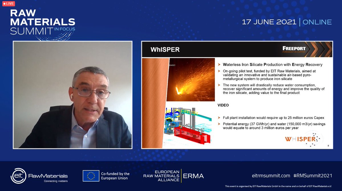 Yesterday the #WhISPER project was presented by <a href="/Atlantic_Copper/">Atlantic Copper</a>  during the #RMSummit2021.

Thank you <a href="/EITRawMaterials/">EIT RawMaterials 🇪🇺</a> for organizing such a great and interesting event!