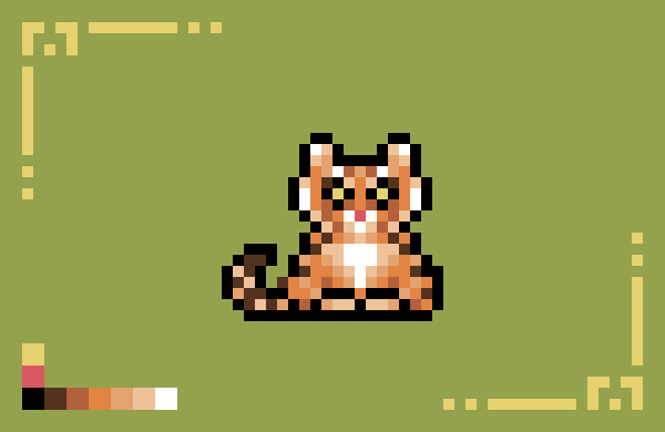 Arborore's tweet photo. A small #tiger for @Pixel_Dailies. It's.... based on a cat sprite. I think it shows 😸
#pixelart #pixel_dailies https://t.co/qPS5NyVWzc