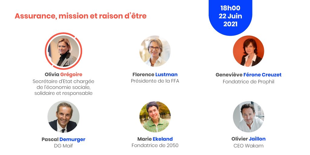 Ravi d'intervenir le 22 juin à 18h pour une table-ronde <a href="/makesense/">makesense</a> &amp; @hello_wakam "#Assurance, #raisondêtre et #mission" aux côtés d'<a href="/oliviagregoire/">Olivia Gregoire</a>; Florence Lustman; <a href="/GFeroneC/">Genevieve Ferone</a>; @bibicheri et <a href="/OJaillon/">Olivier Jaillon</a> !
Inscriptions ici 👉bit.ly/3ccGEn4