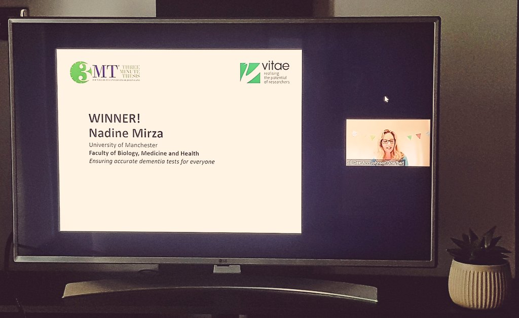 Over the moon that I won <a href="/OfficialUoM/">The University of Manchester</a> <a href="/3MT_official/">Three Minute Thesis</a> contest for my talk on 'Ensuring accurate #dementia tests for everyone'! Thrilled to bring attention to this crucial topic 🧠

Thank you <a href="/deeannj/">Dee-Ann Johnson</a> &amp; <a href="/sheencr/">Prof Sheena Cruickshank (she/her)</a> for judging &amp; @d_yellowlees for constructive feedback! <a href="/UoMEngage/">engagementmanchester</a> #3MT